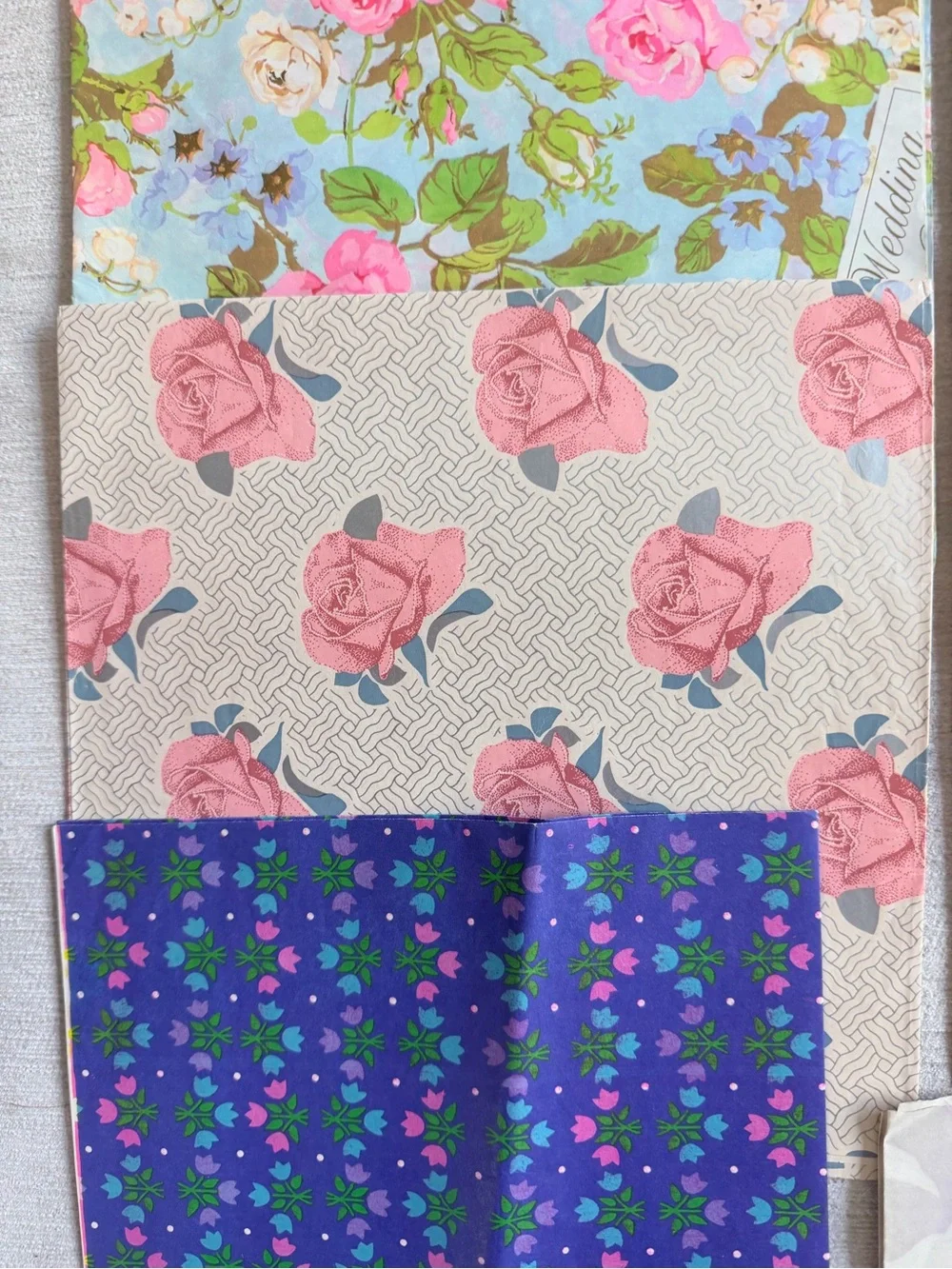 Vintage Multi-Pattern wrapping paper and tissue paper. Assortment. 1980’s